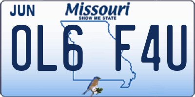 MO license plate OL6F4U