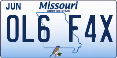 MO license plate OL6F4X
