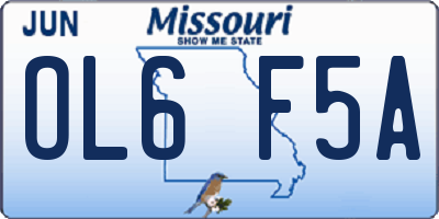 MO license plate OL6F5A