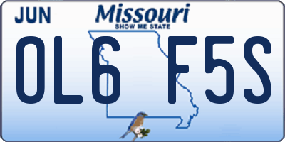 MO license plate OL6F5S