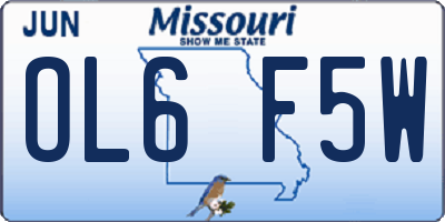 MO license plate OL6F5W