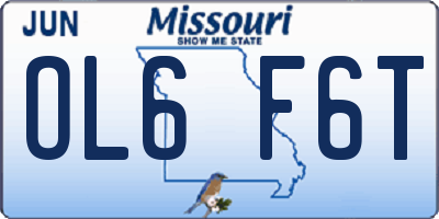 MO license plate OL6F6T