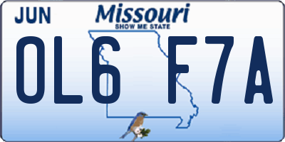 MO license plate OL6F7A