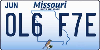 MO license plate OL6F7E