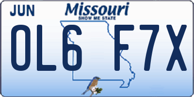 MO license plate OL6F7X