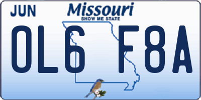 MO license plate OL6F8A