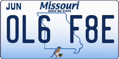 MO license plate OL6F8E