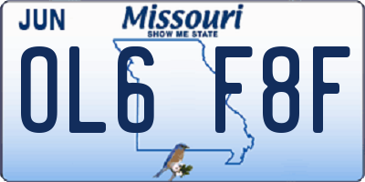 MO license plate OL6F8F