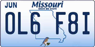 MO license plate OL6F8I