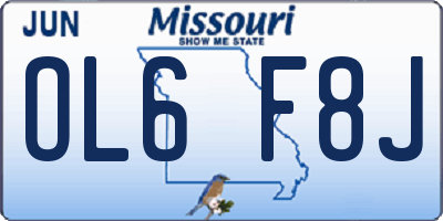 MO license plate OL6F8J