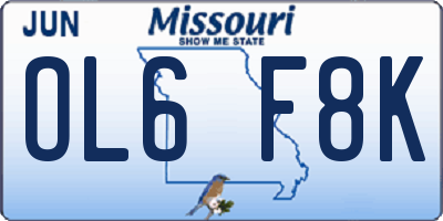 MO license plate OL6F8K