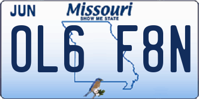 MO license plate OL6F8N