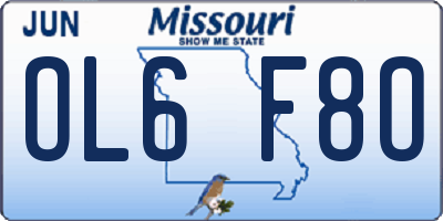 MO license plate OL6F8O