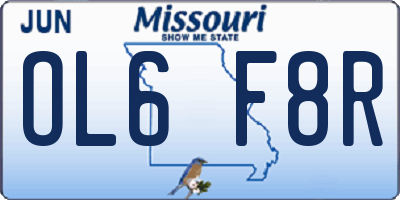 MO license plate OL6F8R