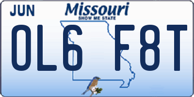MO license plate OL6F8T