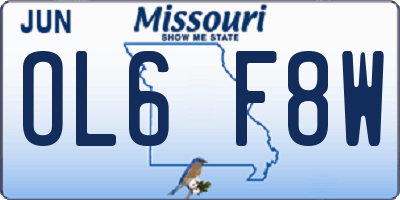 MO license plate OL6F8W