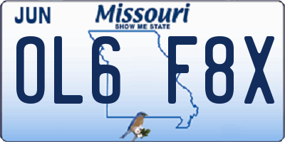 MO license plate OL6F8X
