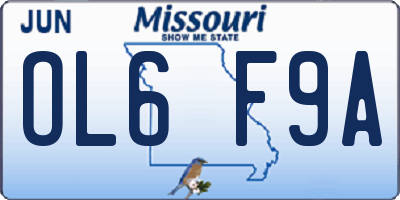 MO license plate OL6F9A