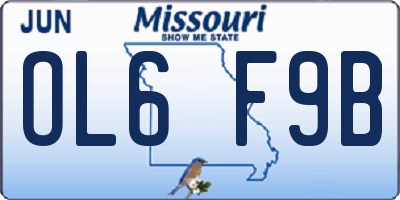 MO license plate OL6F9B