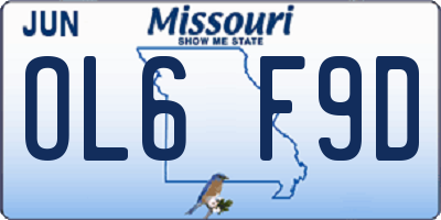 MO license plate OL6F9D