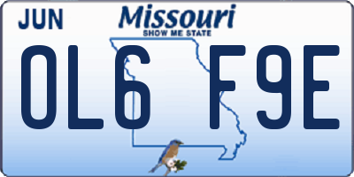 MO license plate OL6F9E