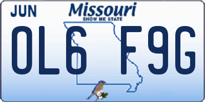 MO license plate OL6F9G