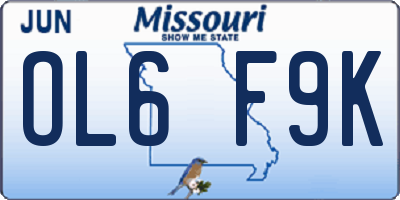 MO license plate OL6F9K