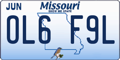 MO license plate OL6F9L