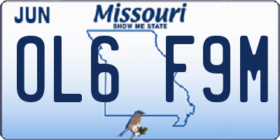 MO license plate OL6F9M