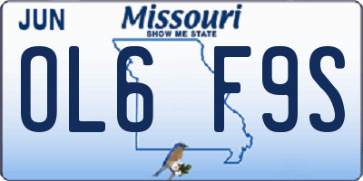 MO license plate OL6F9S