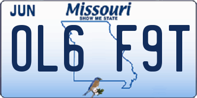 MO license plate OL6F9T