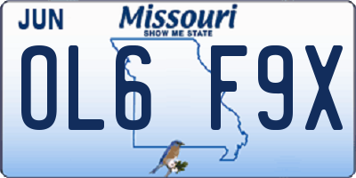 MO license plate OL6F9X