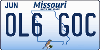MO license plate OL6G0C