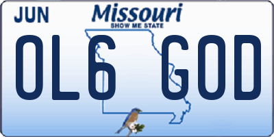MO license plate OL6G0D