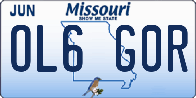 MO license plate OL6G0R