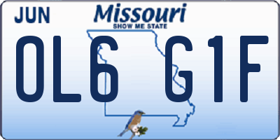 MO license plate OL6G1F