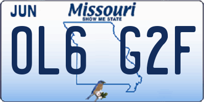 MO license plate OL6G2F