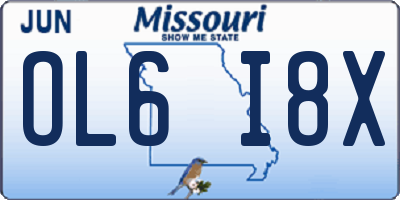 MO license plate OL6I8X