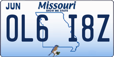 MO license plate OL6I8Z