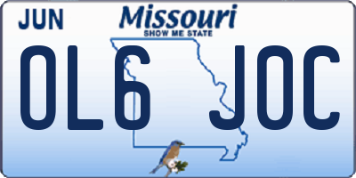 MO license plate OL6J0C
