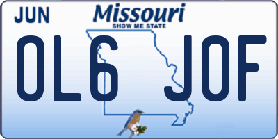 MO license plate OL6J0F