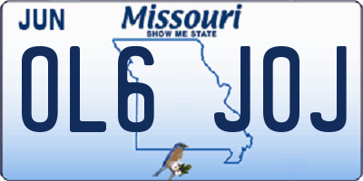 MO license plate OL6J0J