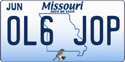 MO license plate OL6J0P