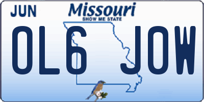 MO license plate OL6J0W