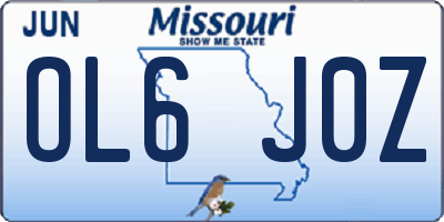 MO license plate OL6J0Z