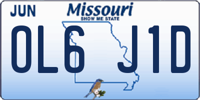 MO license plate OL6J1D