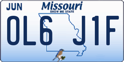 MO license plate OL6J1F