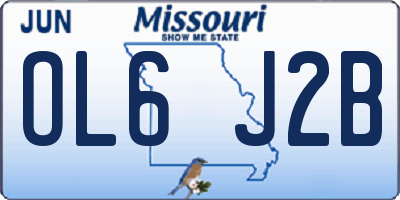 MO license plate OL6J2B