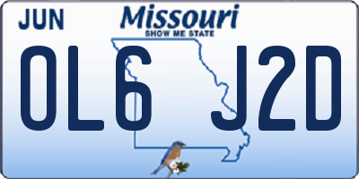 MO license plate OL6J2D