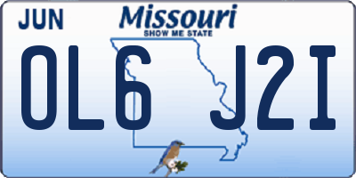 MO license plate OL6J2I